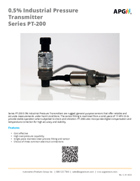Thumbnail of document Data Sheet - PT-200 Pressure Transducer
